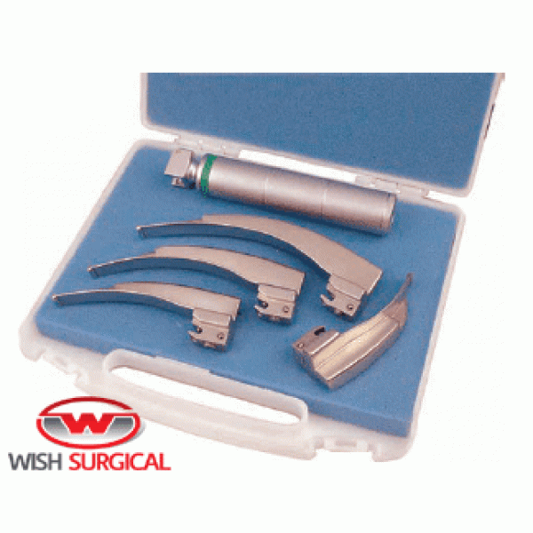 Macintosh Laryngoscope Set, With Fiber Optic Illumination